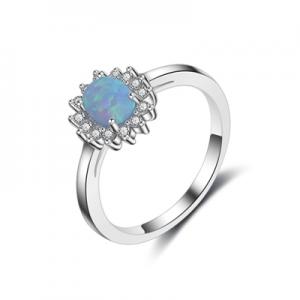 JZ123 Fashion jewelry flower shape silver opal ring